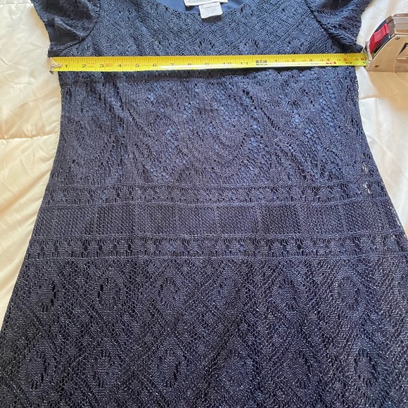 Jessica Howard Long Navy Blue Sparkle Lace Dress. Lined. Size 12. Cap Sleeves. - Picture 10 of 11